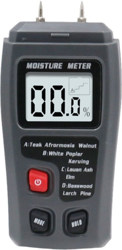 Holzfeuchtemessgerät, Holzfeuchtedetektor, Nadel-Brennholzfeuchtemessgerät (Grau, 1 Stück)