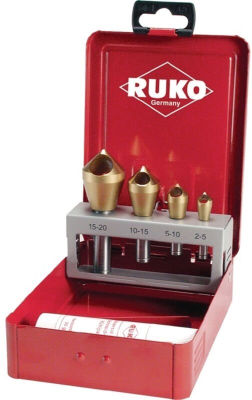 RUKO Kegel- und Entgratsenker-Satz mit Querloch 6tlg. HSS-TiN in Industriekassette - 102312T