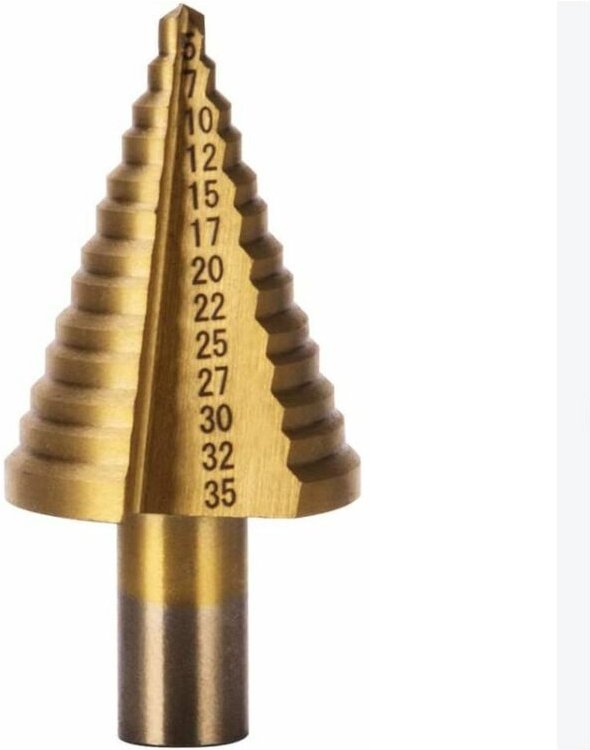 Memkey - HSS-Metall-Stufenbohrer, 5–35 mm, professioneller konischer Titan-Stufenbohrer mit Etui für Holz, Kunststoff, M...