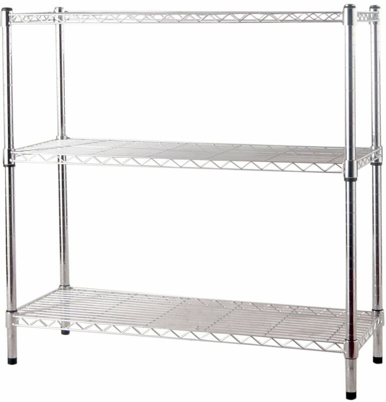 Regal verchromte Stahl -Kit -Regal mit verstellbaren Füßen für Haus- und Büro 3 oder 5 Brixo Regale - 3 ripiani 90x35xH9...