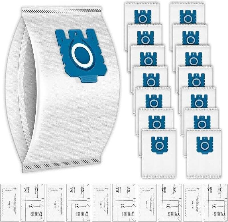 20 Pièces) Sacs à Poussière Filtres Airclean Compatibles Avec Les Aspirateurs Miele gn, Séries C1, C2, C3, S227, S240 S2...