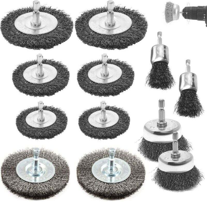 12 Drahtbürsten für Bohrmaschinen, 6 mm Edelstahl-Drahtbürste, mit sechseckigem Schaft aus Eisen, für Schleifmaschinen, ...