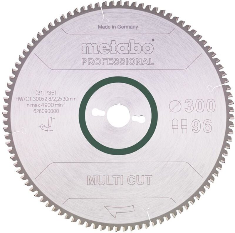 Metabo Kreissägeblatt multi cut - professional 300 x 30 x 2,8/2,2, 96 Zähne, Spanwinkel 6° neg.
