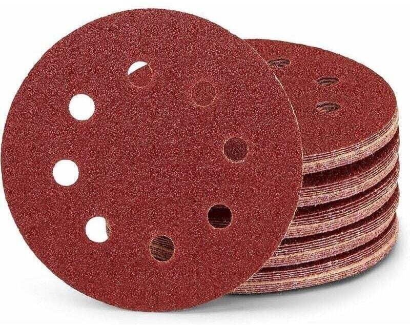 Packung mit 50 professionellen Schleifscheiben – 8 Löcher – Durchmesser: 125 mm – Körnung: 180 – Für Exzenterschleifer –...