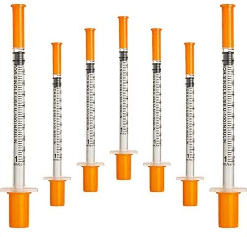 50 Stück/Packung 1-ml-Spritze mit 30G (8 mm lang) Laborbedarf, einzeln versiegelte Verpackung