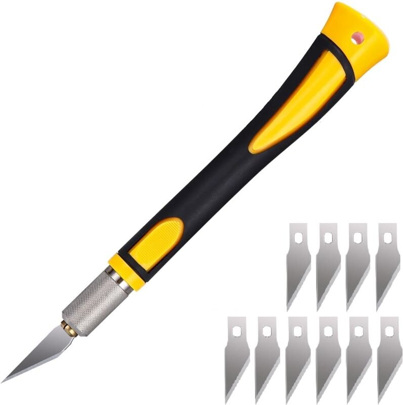 Skalpell mit 10 Antirouille-Klingen, Präzisions-Cutter, Modellbau-Skalpell, für Bastelarbeiten, Höhlenforschung, Skulptu...