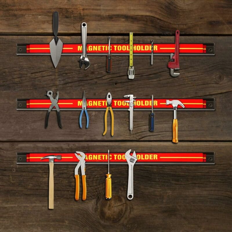 GOPLUS Magnetleiste, Magnet Werkzeughalter Rot, Werkzeug Halterung, Werkzeugleiste, Magnetischer Werkzeughalter ca.46cm,...