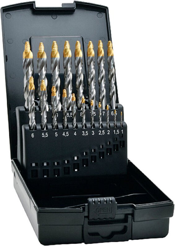74561 hss tin-tip Spiralbohrer din 338 1 Set - Exact