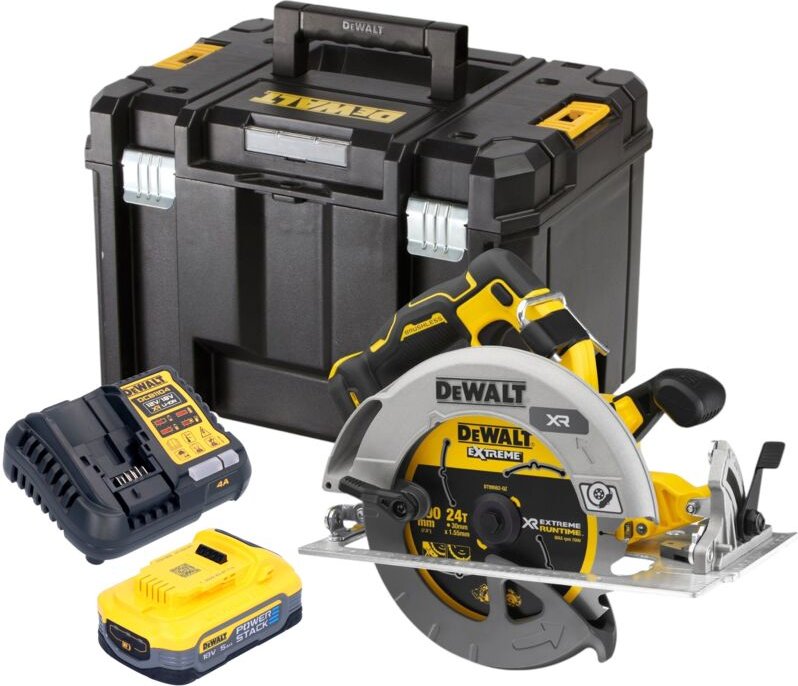 DeWalt DCS 573 H1T Akku Handkreissäge 18 V 190 x 30 mm Brushless + 1x Powerstack Akku 5,0 Ah + Ladegerät + TSTAK