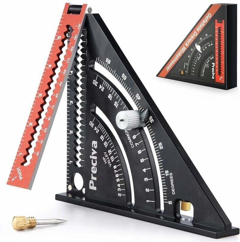 Zimmermannswinkel, Aluminium-Metall, klappbares Dreiecklineal, Kombinationswinkel, 317 mm, multifunktionales Dreieck-Win...