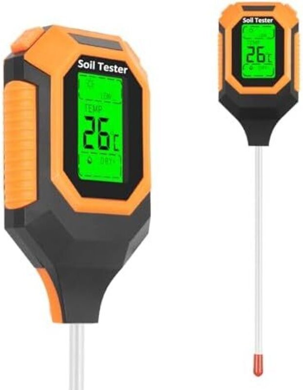 Caewous ph messgerät Erde, 4-in-1 Digital Plant bodenmessgerät with PH Value/Temperature/Feuchtigkeit/Licht für Gartenar...