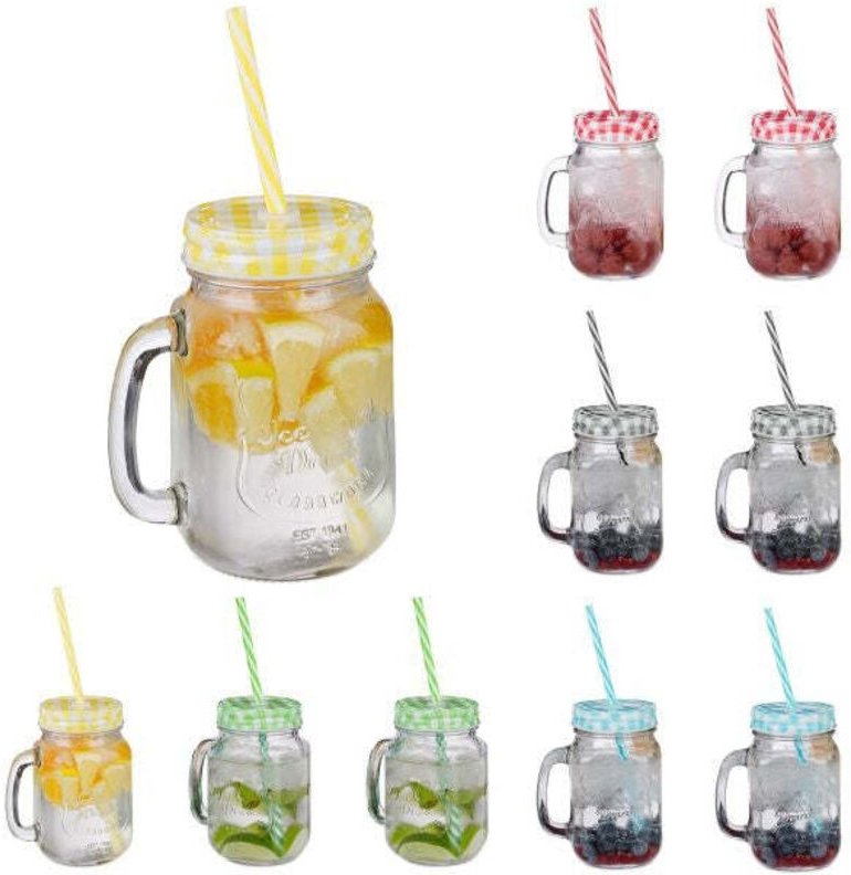 Bunte trinkglaser mit deckel im 10er set 883118