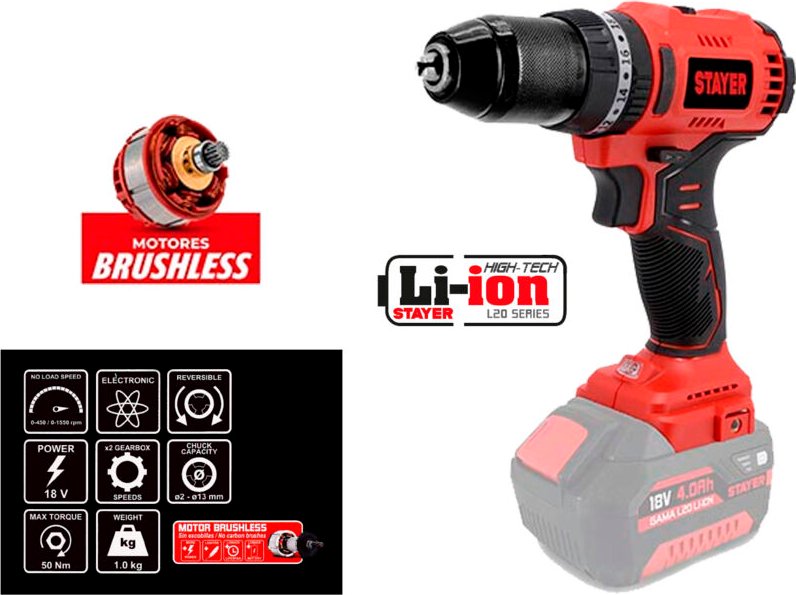 Stayer Bohrhammer 50 Nm Akku 18V L20 PBL50P1.3059