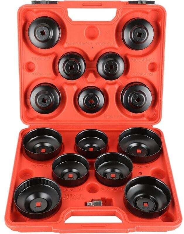 14-teiliger Ölfilter-Steckschlüsselsatz zum Aus- und Einbau von Ölablassschrauben von 65 mm-14f bis 100 mm-15f, Werkzeug...