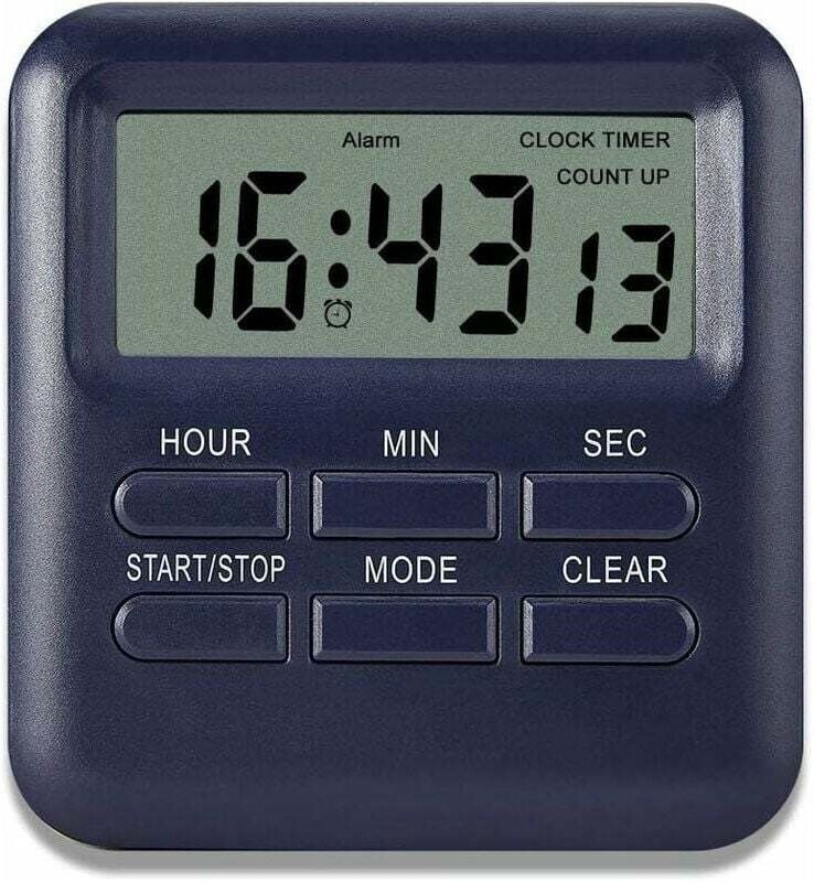 Ulisem - Digitaler Timer mit Uhr-/Weckerfunktion 3 in 1, Magnetischer Küchentimer, Countdown-Stoppuhr-Timer, Zeitmanagem...
