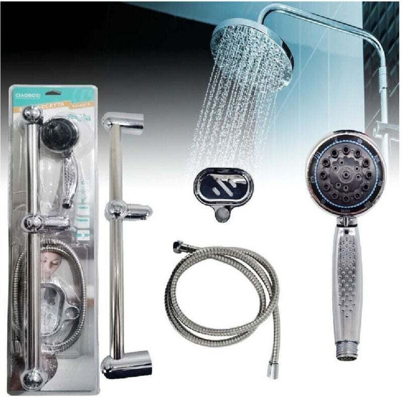 Vtizikl Set Asta Doccia Doccetta Regolabile 1,5mt Tubo Flessibile Con Barra Bagno Tx-9219 -