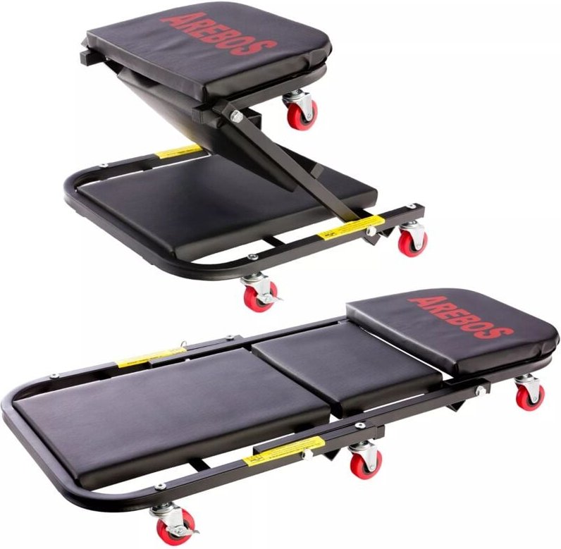 2in1 Montagerollbrett Werkstattliege Montageliege Werkstatthocker 150 kg - Arebos