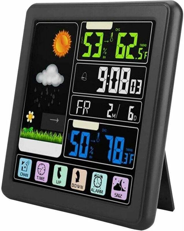 TS-3310 Drahtlose Wetterstation – Drahtloses Innen-/Außenthermometer – Vollständiger Touchscreen – Sensor – Elektrische ...
