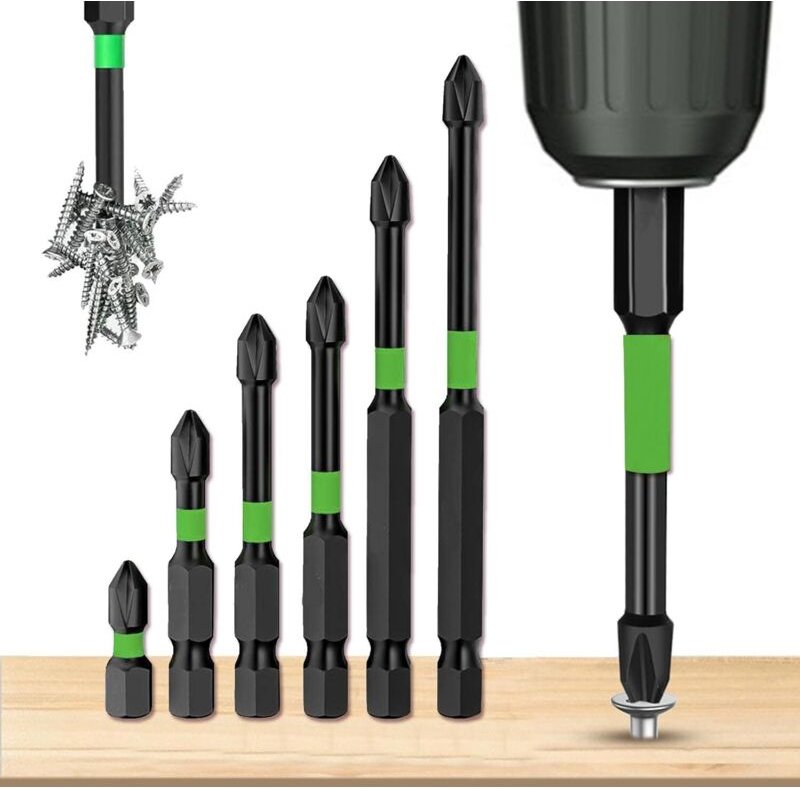 Set aus rutschfesten magnetischen Schraubendreherbits aus S2-Stahl mit Phillips-Schlitz und rutschfestem Schraubenausdre...