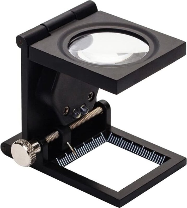 10-fache LED-Tischlupe, Fadenzähler, Zinklegierung und faltbares Glas mit 2 LED-Licht, Skalen-Leselupe, große Linse für ...