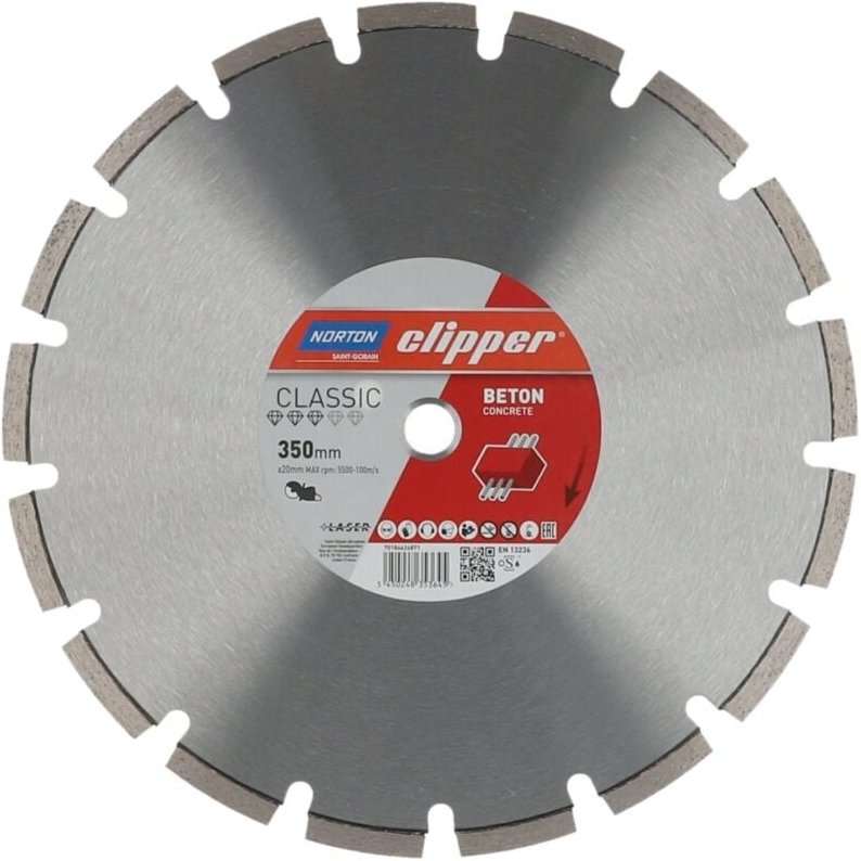 Diamanttrennscheibe Classic Beton D.350mm Bohr.20mm 2,8mm 10mm Norton
