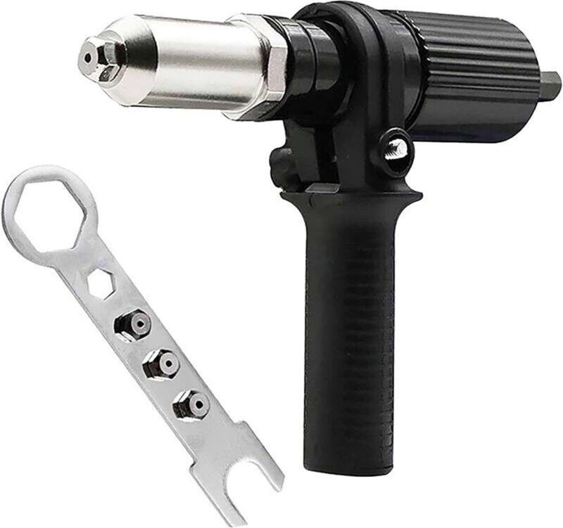 Vtizikl Adaptateur de pistolet à riveter avec poignée en plastique amovible, tête de pistolet à rivet électrique, access...