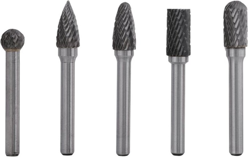 Eosnow 5 Stück Wolframstahl-Schleifgrat, 6 mm Schaft, 10 mm Kopf, Rotationsschneider-Bits-Set