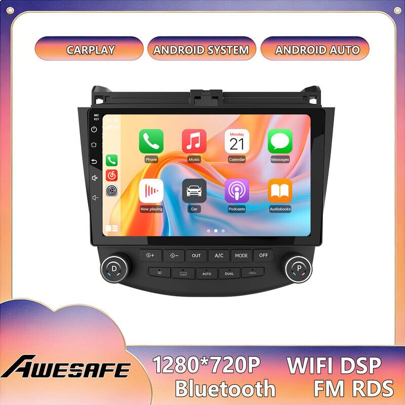 AWESAFE Android 13 Autoradio für Honda Accord (2003–2007) 2GB+32GB 9" Bildschirm mit CarPlay GPS WiFi Bluetooth Android ...