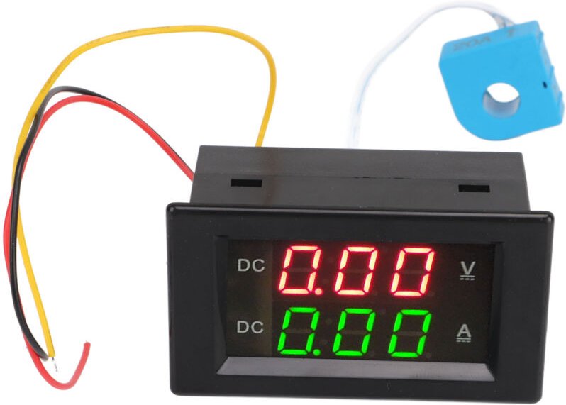 Digitales Voltmeter Amperemeter, Amperemeter Voltmeter Anzeige Einfache Installation ABS 2 in 1 Dual-Display Strom Tempe...