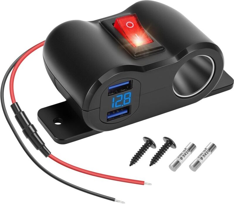 12V 36W QC3.0 USB-A Steckdose 120W Zigarettenanzünder Autoladegerät Ladebuchse Schnellladebuchse mit LED Voltmeter und S...