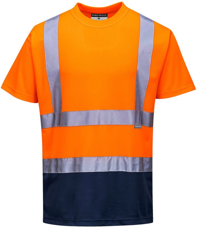 Thumbnail - Zweifarbiges T-Shirt Orange/Navy M