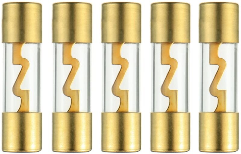 60 a vergoldetes Glas agu Car Audio Sicherung für Auto/Auto/Marine Audio Stereo Verstärker Stromschutz (Packung mit 5 St...