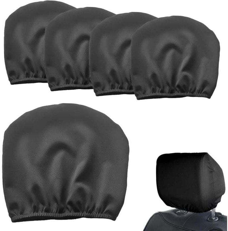 Ulisem 5 Stück waschbare Auto-Kopfstützenbezüge, elastische Autositzbezüge, passend für alle Autos (schwarz)