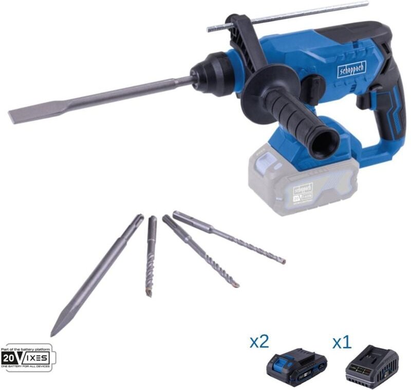 Dubelschrauber 20V 2 Akkus 2.0Ah und Ladegerat ixes Scheppach bc-rhd230-x