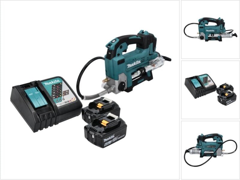 Makita DGP 180 RG Akku Fettpresse 18 V 690 bar + 2x Akku 6,0 Ah + Ladegerät