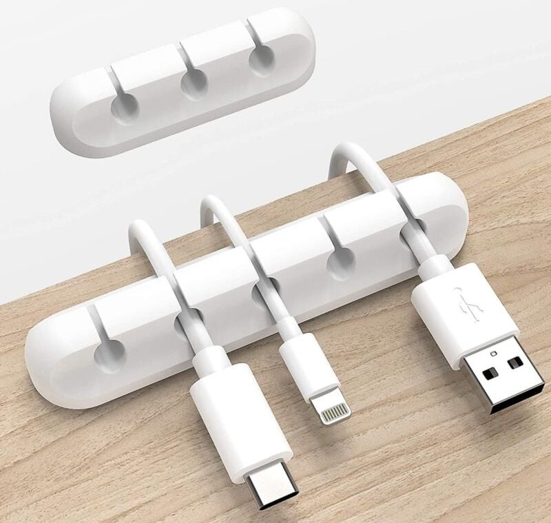 BEBUSINGOTO Weiße Kabelclips, Kabel-Organizer, 2er-Pack (5, 3 Schlitze)