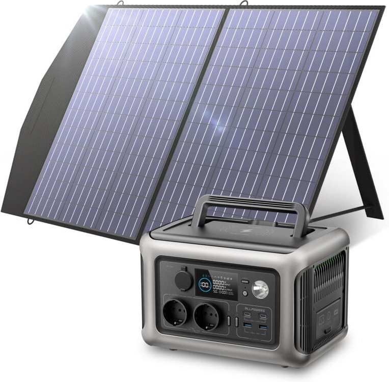 Solar Generator Portable Power Station with 100 w Solar Panel Mobile Power Supply for Garden, Travel, Camping, Motorhome...
