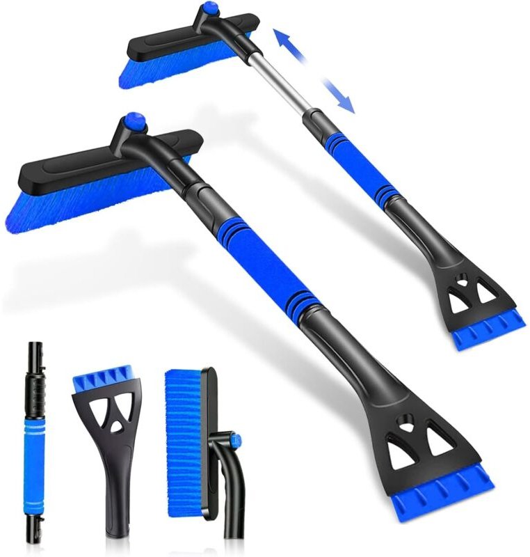 Eiskratzer Auto mit Besen, 2 in 1 Auto Eiskratzer und Reinigungsbürste, Multifunktions Schneebürste mit 360° Drehbarem B...