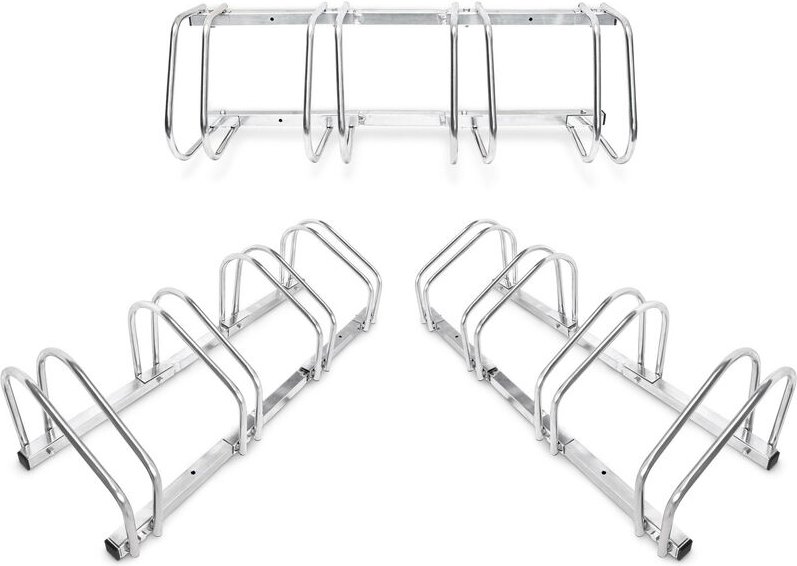3 x 4er Fahrradständer im Set, Mehrfachständer für je 4 Fahrräder, zur Boden- und Wandmontage, HBT 26 x 100 x 32 cm, sil...