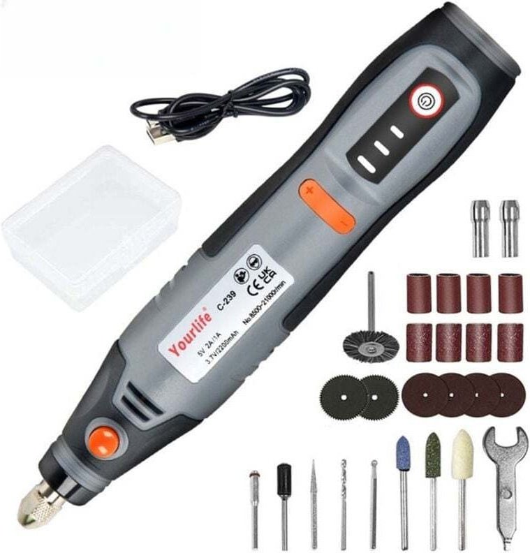 Mini-Akku-Rotationswerkzeug, 3-stufiger Akku-Schleifapparat, multifunktionaler elektrischer Stift zum Polieren, Schleife...