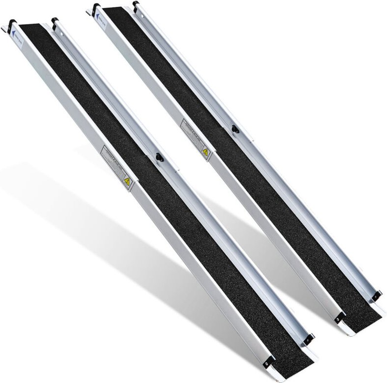 Rollstuhlrampe aus Aluminium mobil Rampe Rollstuhl klappbar Auffahrrampe bis 272 kg Anti-Rutsch für Zuhause, Treppen, Sc...