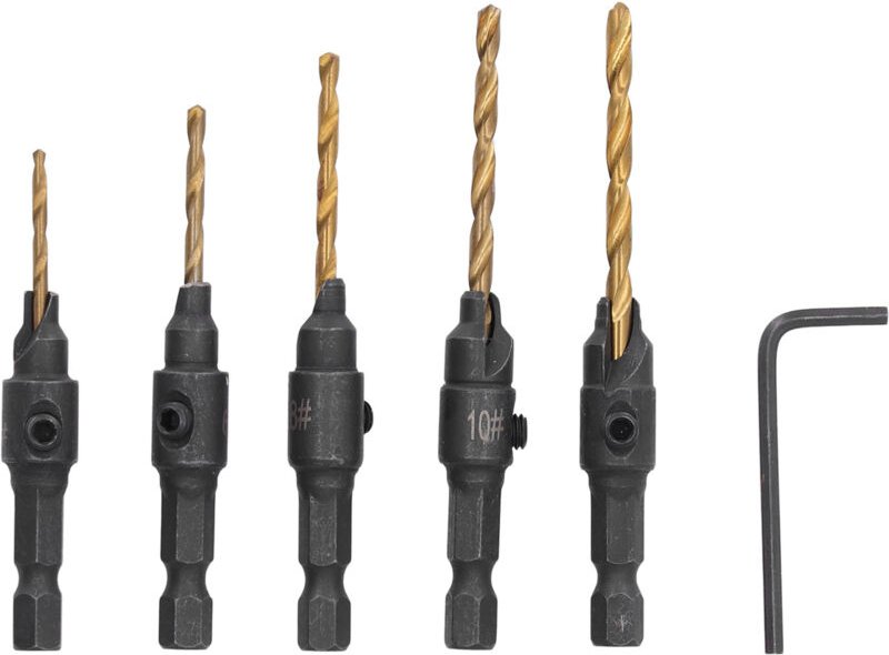Senkbohrer, 5-schneidig, vibrationsarm, 1/4"-HSS-Sechskantschaft für die Holzbearbeitung