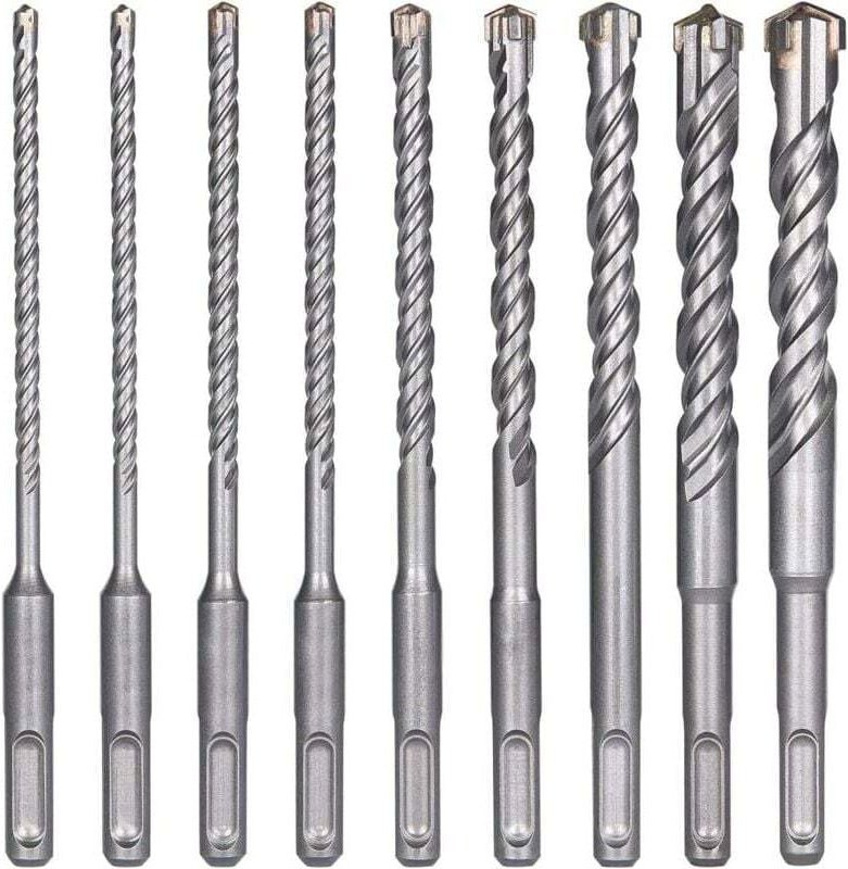 Betonbohrer 9 Stück (5mm 16x160mm) SDS-Plus Elektro Hammerbohrer für Bohrhammer Kreuzbohrer für Ziegel, Stein, Natur, Me...