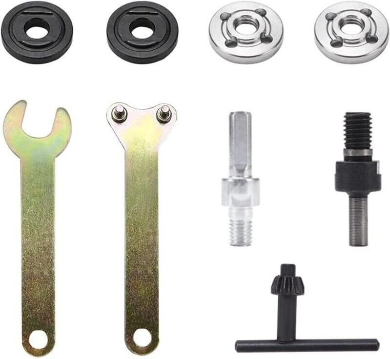 11-teiliges M6/10 Winkelschleifer-Verbindungsstück, Bohrfutteradapter, Kettensägenfutteradapter, zum Schneiden von Metal...