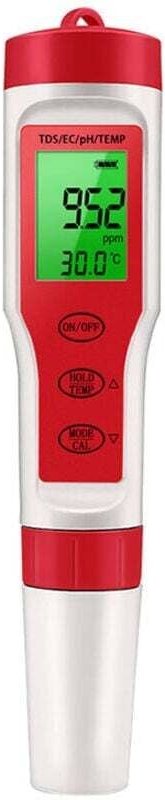 pH-Meter für Wasser, hochpräziser digitaler 4-in-1-pH-Tester, EC/TDS-Testgerät, Temperaturmessgerät für Hauswasser, Hydr...