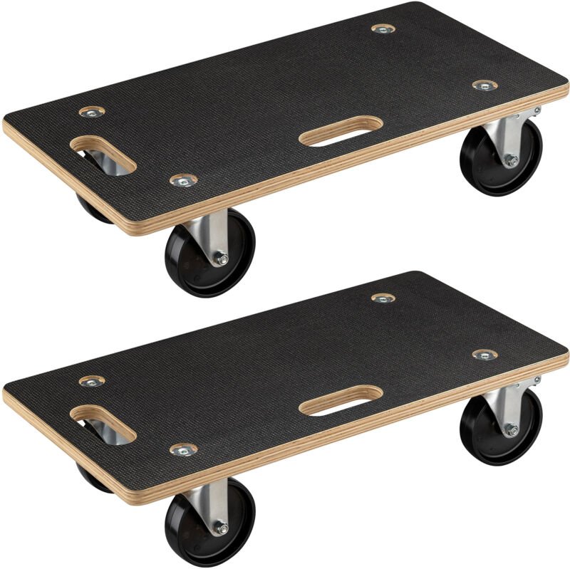 Wiltec 2x Transportroller 575 x 290 x 144 mm mit 300 kg Traglast je Möbelroller, Rollbrett aus Holz mit 4 Lenkrollen