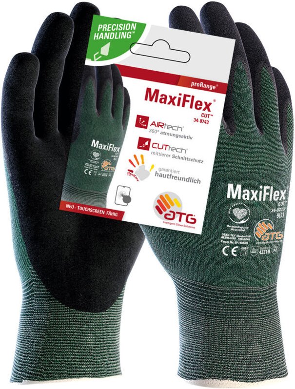 12 Paar MaxiFlex® Cut Nylon-Strickhandschuhe (34-8743 HCT), Größe 12