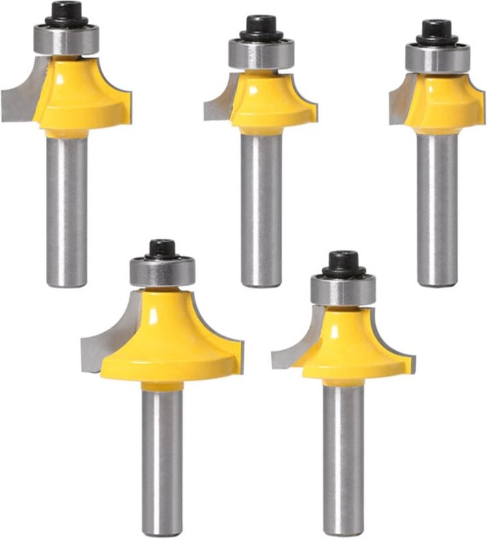 5-teiliges Set Hartmetall-Holzrundfräser, Eckenrundfräser, Radiusfräser, Viertelrundfräser, Kantenfräser, Holzbearbeitun...