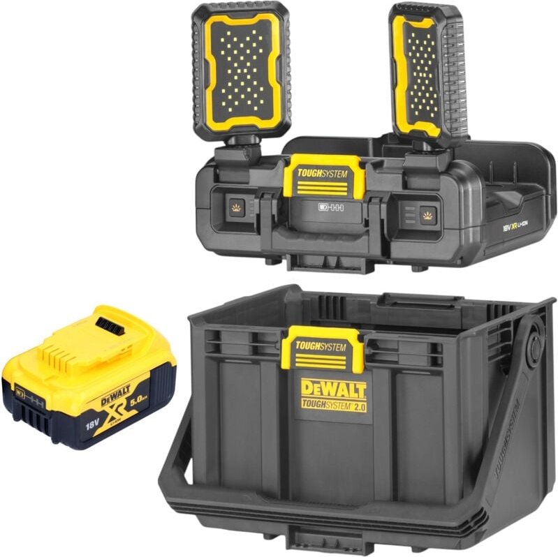 DeWalt DWST08061-1 Werkzeugbox mit integrierten Leuchten 395 x 352 x 255 mm ToughSystem 2.0 + 1x Akku 5,0 Ah - ohne Lade...