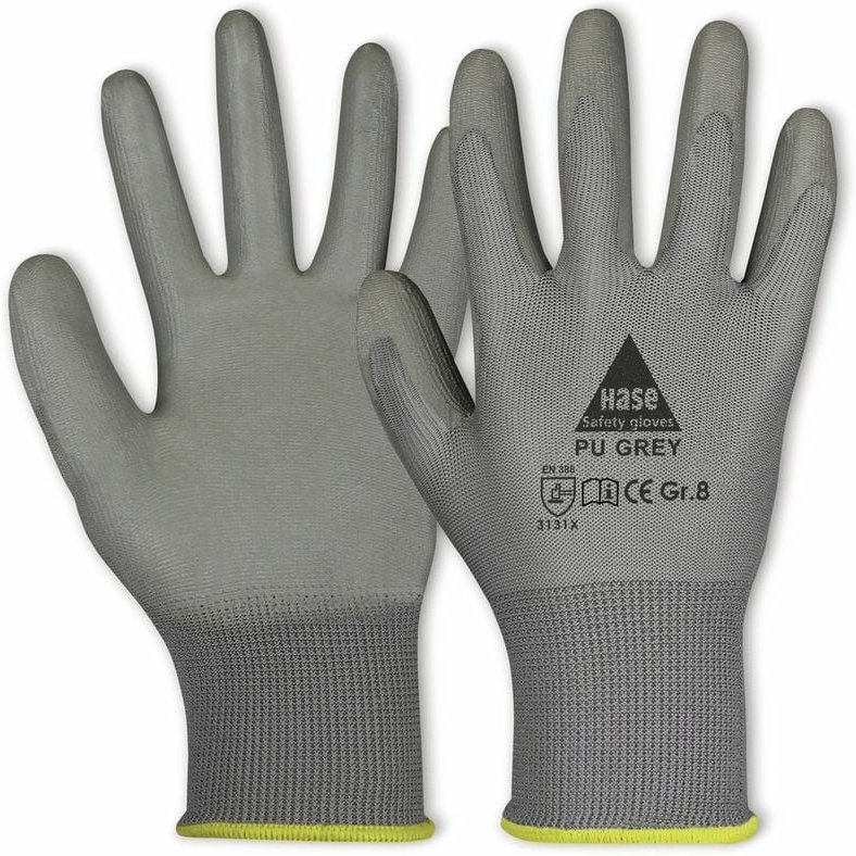 Thumbnail - HASE SAFETY GLOVES Arbeitshandschuhe PU, PU grey, EN 388, EN 420, grau, Größe 7